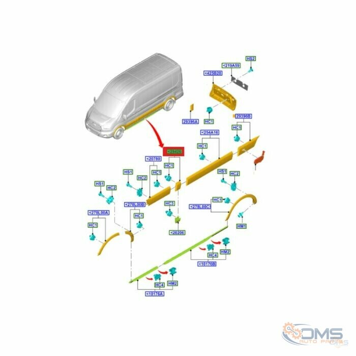 Ford Transit Moulding Under Fuel Flap Door 2260071, 1844923, 1838820, BK31V29427CF5CND, BK31V29427CC5CND, BK31V29427CB5CND