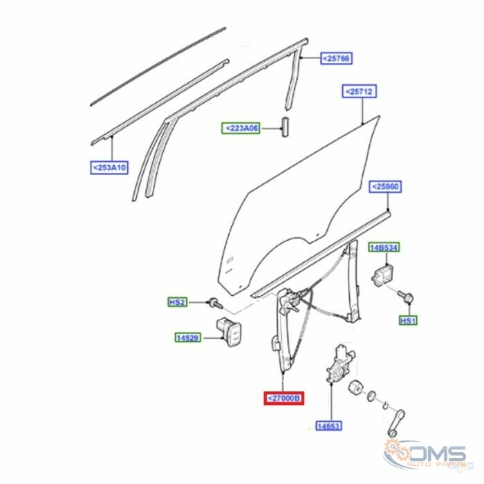 Ford Galaxy/S-Max Rear Window Regulator  - Driver Side 1881212, 1567856, 1548852, 1523694, 1509723, 1507893, 1504968, 1475163, 1453478, 1432176, 1428828, 1419795, 1384670, 1378114, 6M21U27000BT, 6M21U27000BS, 6M21U27000BR, 6M21U27000BP, 6M21U27000BN, 6M21U27000BM, 6M21U27000BL, 6M21U27000BK, 6M21U27000BJ, 6M21U27000BH, 6M21U27000BG, 6M21U27000BF, 6M21U27000BE