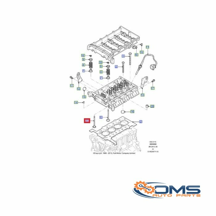 Ford Mondeo Ranger CustomTransit 8 inlet valves and 8 exhaust valves 1738494, 2209318, 1706989, 1376413, 1216915, 1214456, 1132467, 1132466, 1121331, XS7Q6507A1B, XS7Q6507A1C, BK2Q6507BB