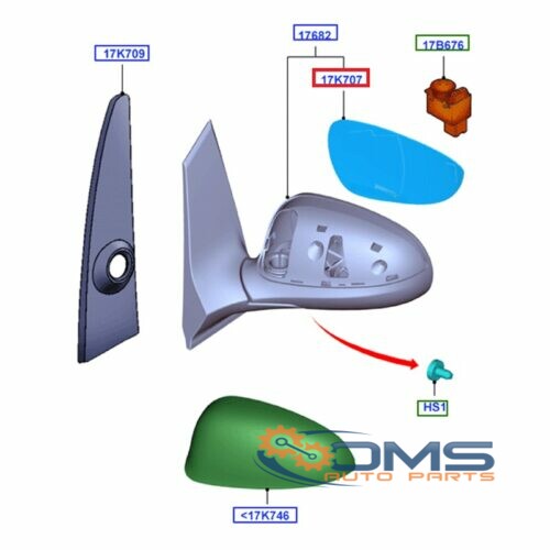 Ford Ka Mirror Glass - Driver Side (Electric) 1752457, 1672373, BS5117K740BA, 9S5117K740BA, 1873838