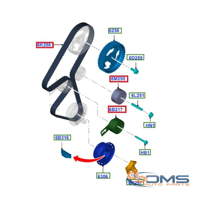 Ford Fiesta Timing Belt Kit 1754317, 1703348, AV2Q8A615AB, AV2Q8A615AA
