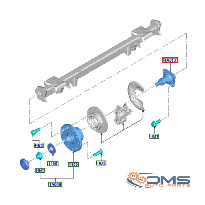 Ford Transit Custom Rear Stub Axle - Suits 330 350 Models 2484317, 1901732, 1371315, BK214A013FB, BK214A013FA, 6C114A013DA