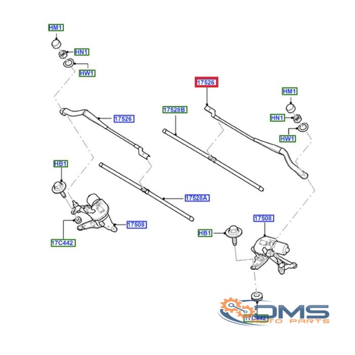 Ford Galaxy S-Max Wiper Arm - Passenger Side 1715290, 1693314, 1560966, 6M2117526EC, 6M2117526EB, 6M2117526EA