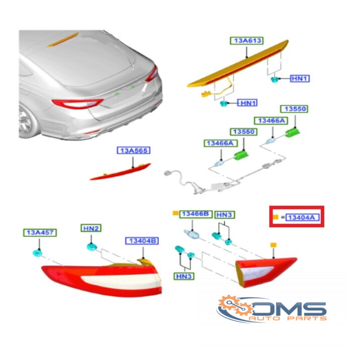 Ford Mondeo Inner Taillamp 2345655, 2228577, 1859747, DS7313A602KD, DS7313A602KE, DS7313A602KF, OMS Auto Parts