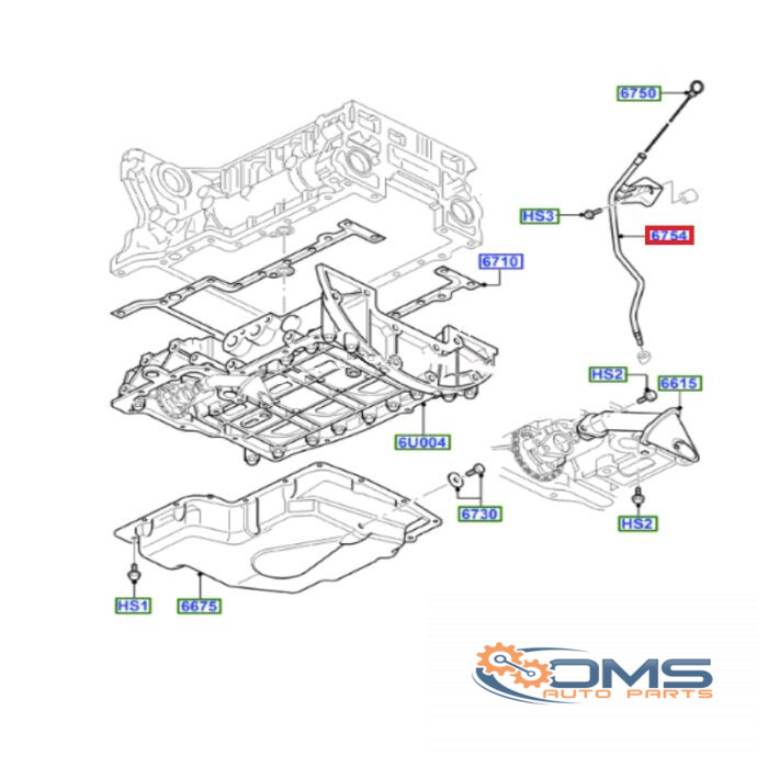 Ford Transit Dipstick Holder 1453915, 1420891, 1373106, 6C1Q6754BB, 6C1Q6754BC, 6C1Q6754BD, OMS Auto Parts