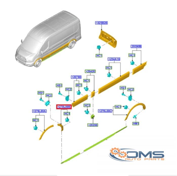 Ford Transit Front Wheel Arch Moulding Rear 2309329, BK31V278L01AD5YZ9, OMS Auto Parts