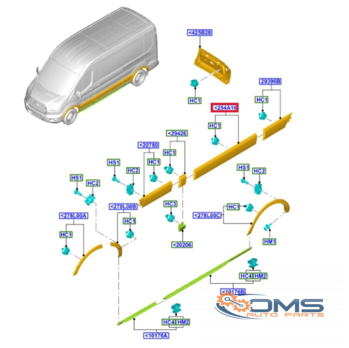 Ford Transit Moulding Behind Door 2309370, BK31V254A16AG5YZ9, OMS Auto Parts