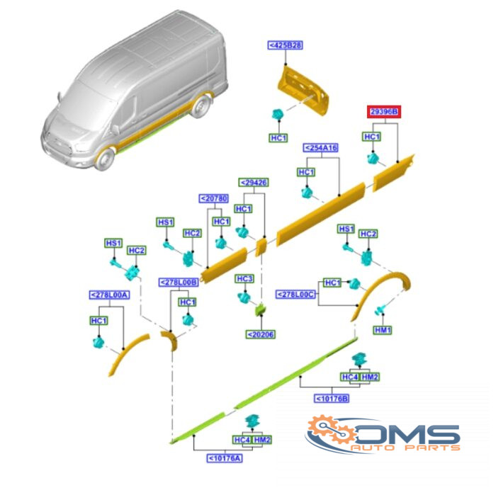 Ford Transit Moulding Infront of Rear Wheel 2309349, BK31V29396EF5YZ9, OMS Auto Parts