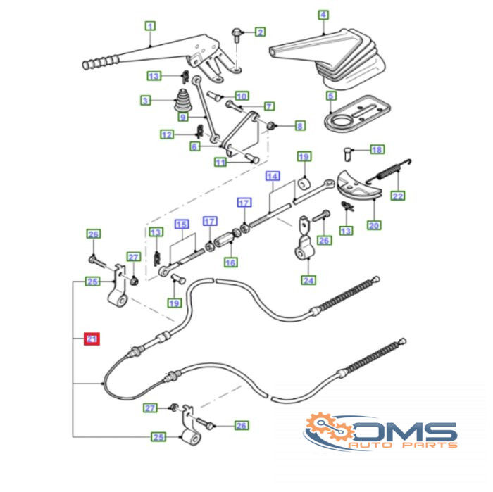 Ford Transit Rear Handbrake Cable 6658706, 6636170, 92VB2853AC, 92VB2853AD, OMS Auto Parts