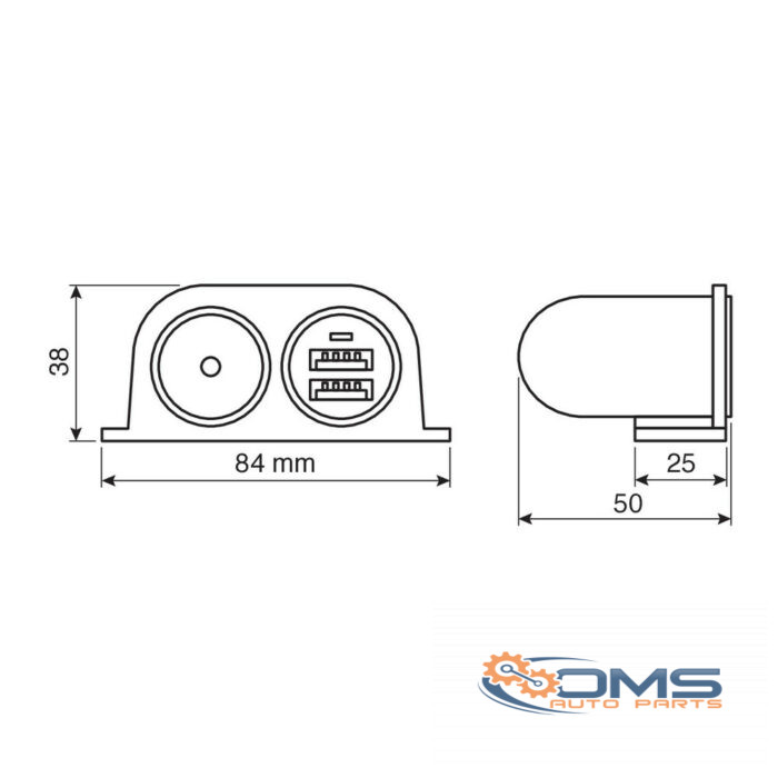 Extra-Power, Power Socket 12-24V With Twin USB - OMS Auto Parts