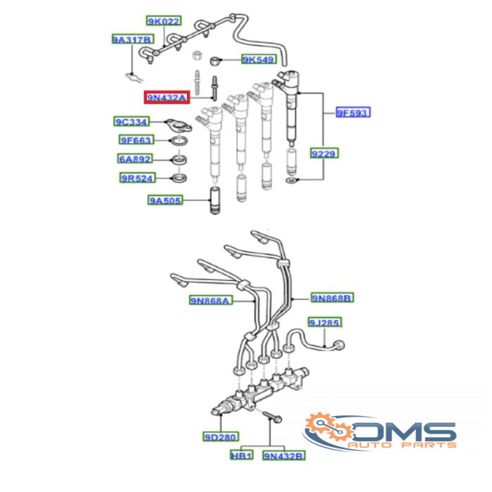 Ford Focus/C-Max/Fiesta Injector Stud 1233685, 3M5Q9D927BA, OMS Auto Parts