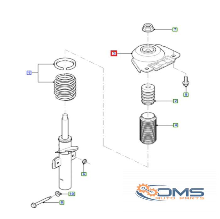 Ford Mondeo Rear Shock Top Mount 1303625, 1205835, 1205834, 1116780, 1S7118198AD, 1S718198AF, 1S7118198AG, 1S7118198AH,  OMS Auto Parts