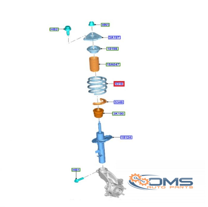 Ford Transit Connect Front Spring 2252893, 1949815, 1823386, 1810907, 1806868, DV615310JC, DV615310JD, DV615310JE, DV615310JF, KV6C5310JA, OMS Auto Parts