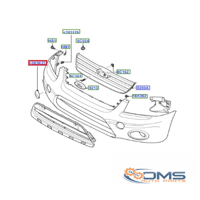 Ford Transit Connect Towing Eye Cover 5028672, 4980916, 9T16V003K22AAM5AP, 9T16V003K22ABM5AP, OMS Auto Parts