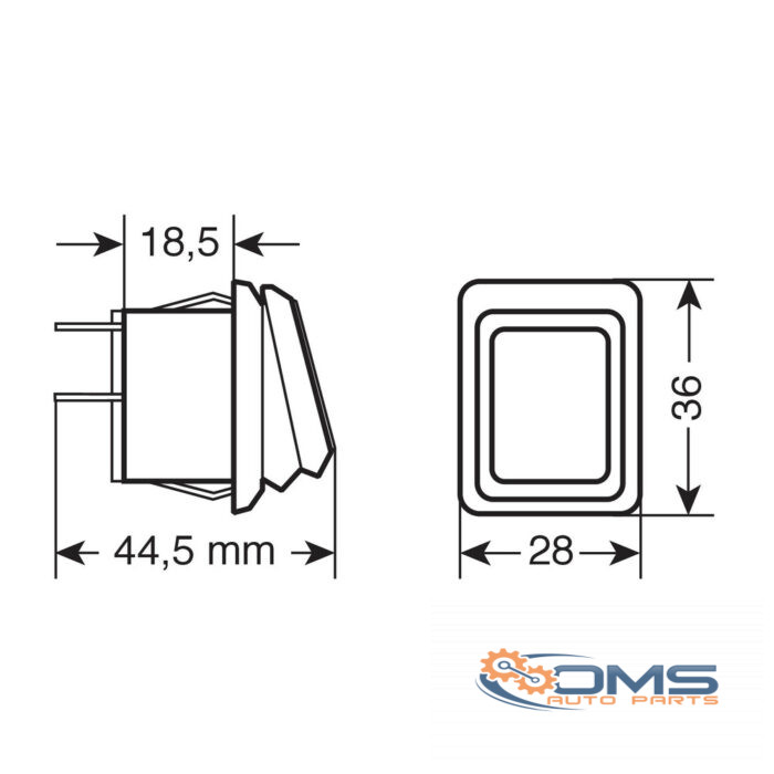 Waterproof Rocker Switch With Led light - 12-24V - Green - OMS Auto Parts