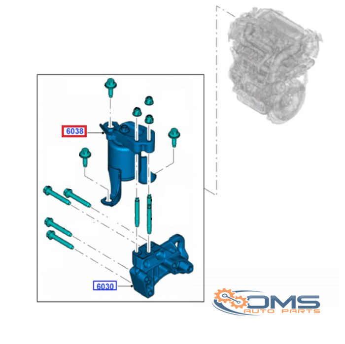 Ford Fiesta Engine Mount 1778550, 1692614, 1676770, 1546649, 1536951, 1526663, 1519590, 8V516F012BB, 8V516F012BC, 8V516F012BD, 8V516F012BE, 8V516F012BF, 8V516F012BH, 8V516F012BJ, OMS Auto Parts