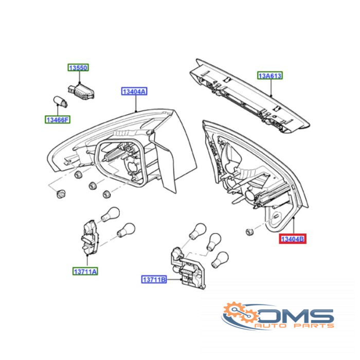 Ford Mondeo Inner Taillamp 1486766, 1462662, 1457916, 7S713A602ND, 7S7113A602NE, OMS Auto Parts