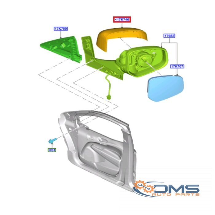 Ford Tourneo Courier Mirror Back 1863105, 1850695, 1843125, 1835269, ET7617K746AA3JA6, ET7617K746AB5JA6, ET7617K746AC5JA6, ET7617K746AD5JA6, OMS Auto Parts