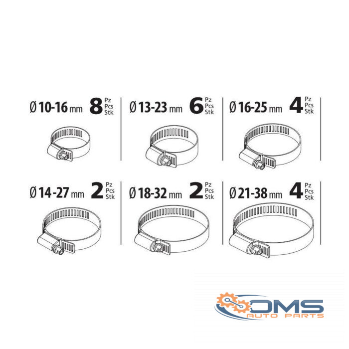 Stainless Steel Hose Band Set - 26pcs - OMS Auto Parts
